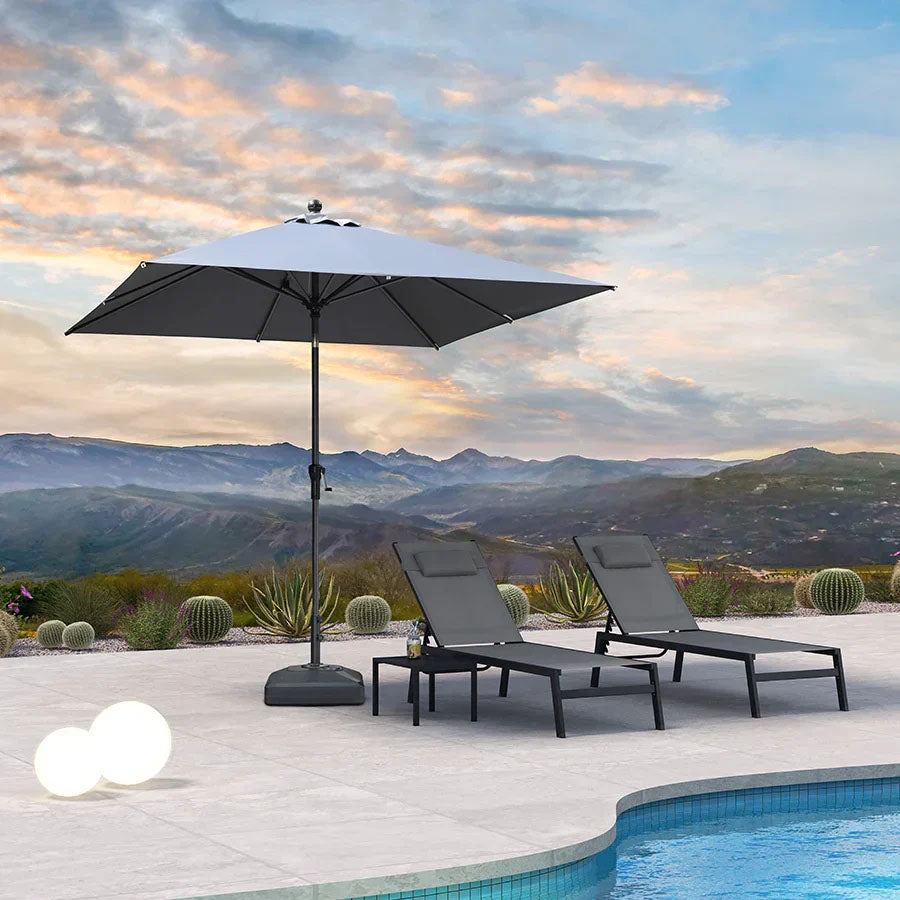 PURPLE LEAF Parasol inclinable en aluminium à mât droit, Carré, Rectangulaire et Rond