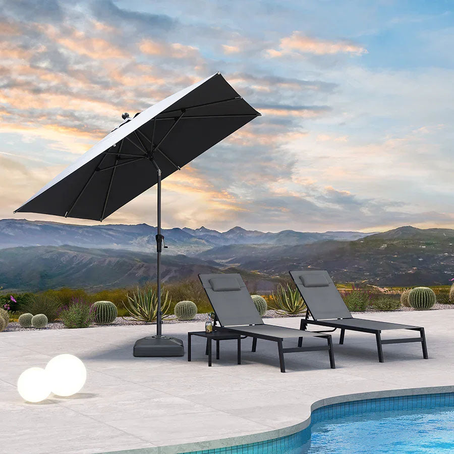 PURPLE LEAF Parasol inclinable en aluminium à mât droit, Carré, Rectangulaire et Rond