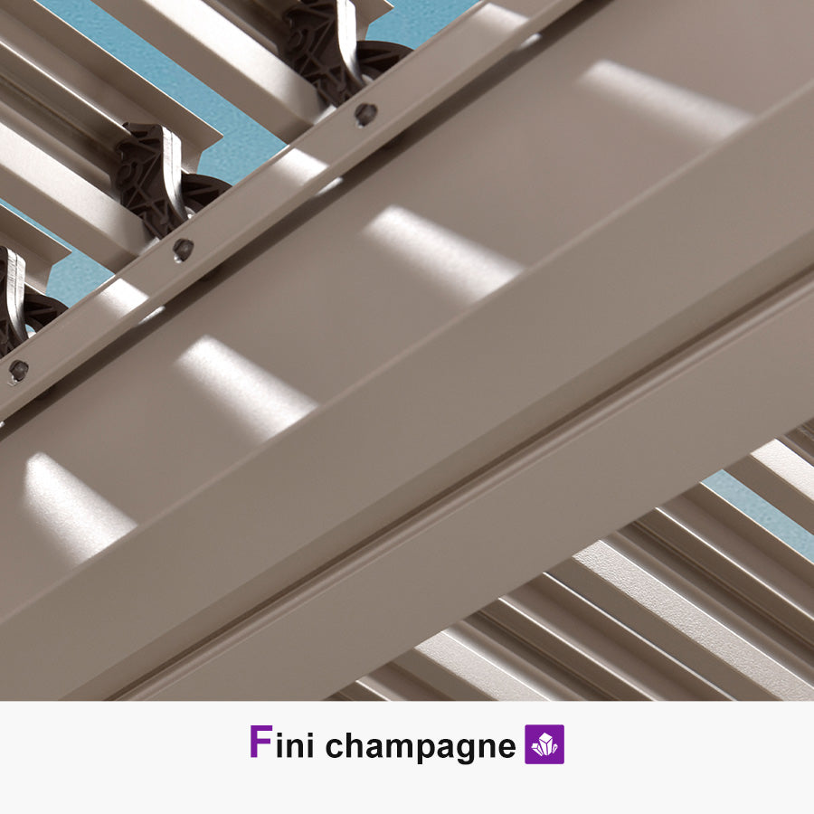 PURPLE LEAF Pergola Bioclimatique Aluminium Tonnelle Indépendante Protection Solaire Pavillon Pour Jardin Terrasse Champagne