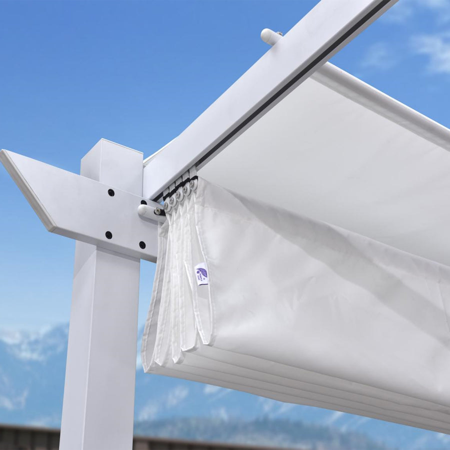 PURPLE LEAF Pergola rétractable d'extérieur avec double abri solaire Blanc Heavy-Duty Aluminium Pergola Patio Pergola moderne pour jardin deck arrière-cour