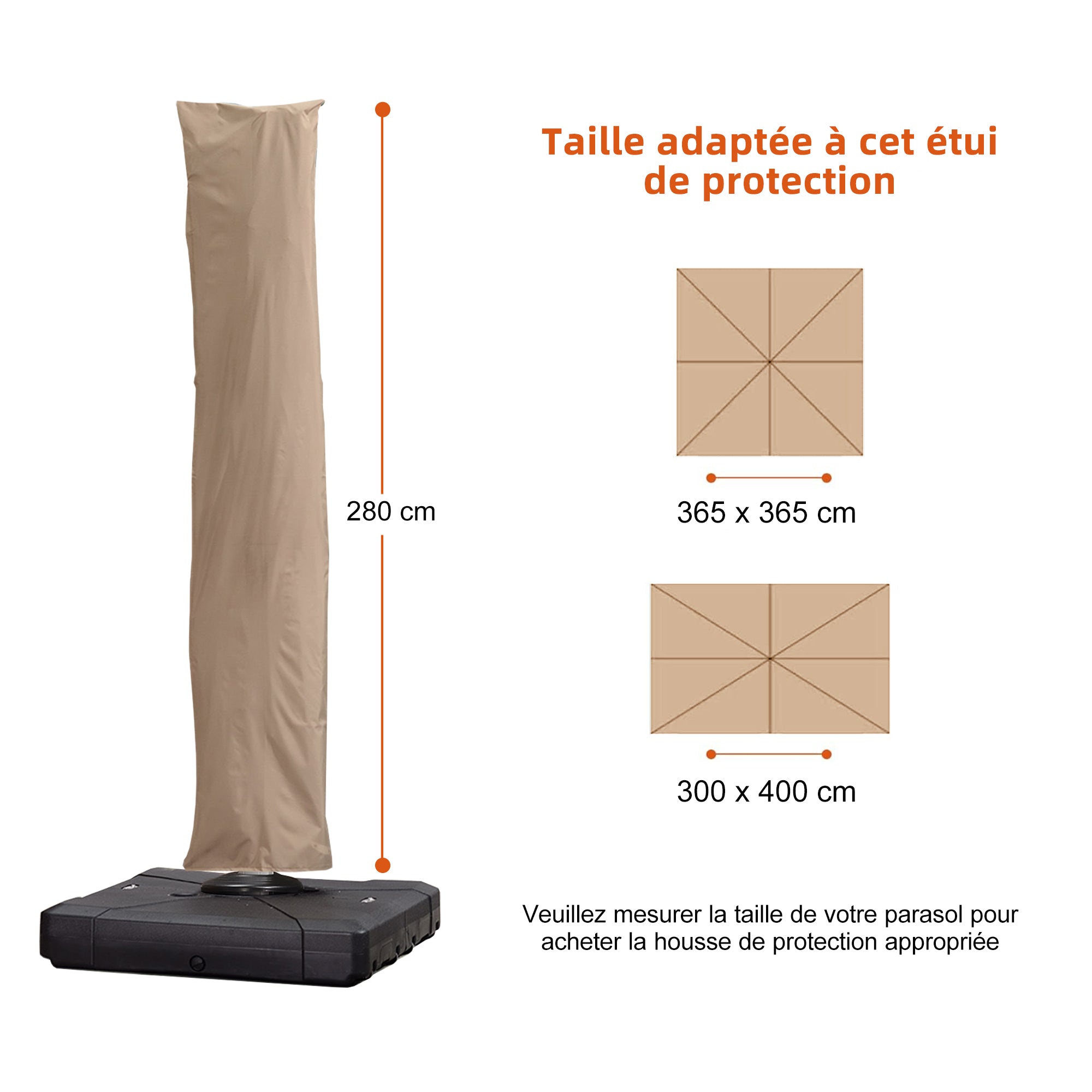 PURPLE LEAF Housse de parasol déporté avec fermeture éclair pour parasol extérieur et parasol de patio