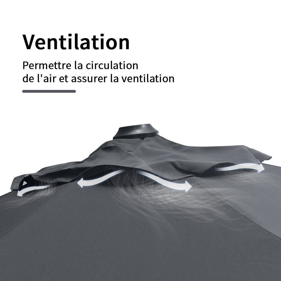 PURPLE LEAF Parasol De Jardin Exterieur Parasol Déporté Rotatif 360°, Parasol Excentré Inclinable, Parasol Suspendu Balcon