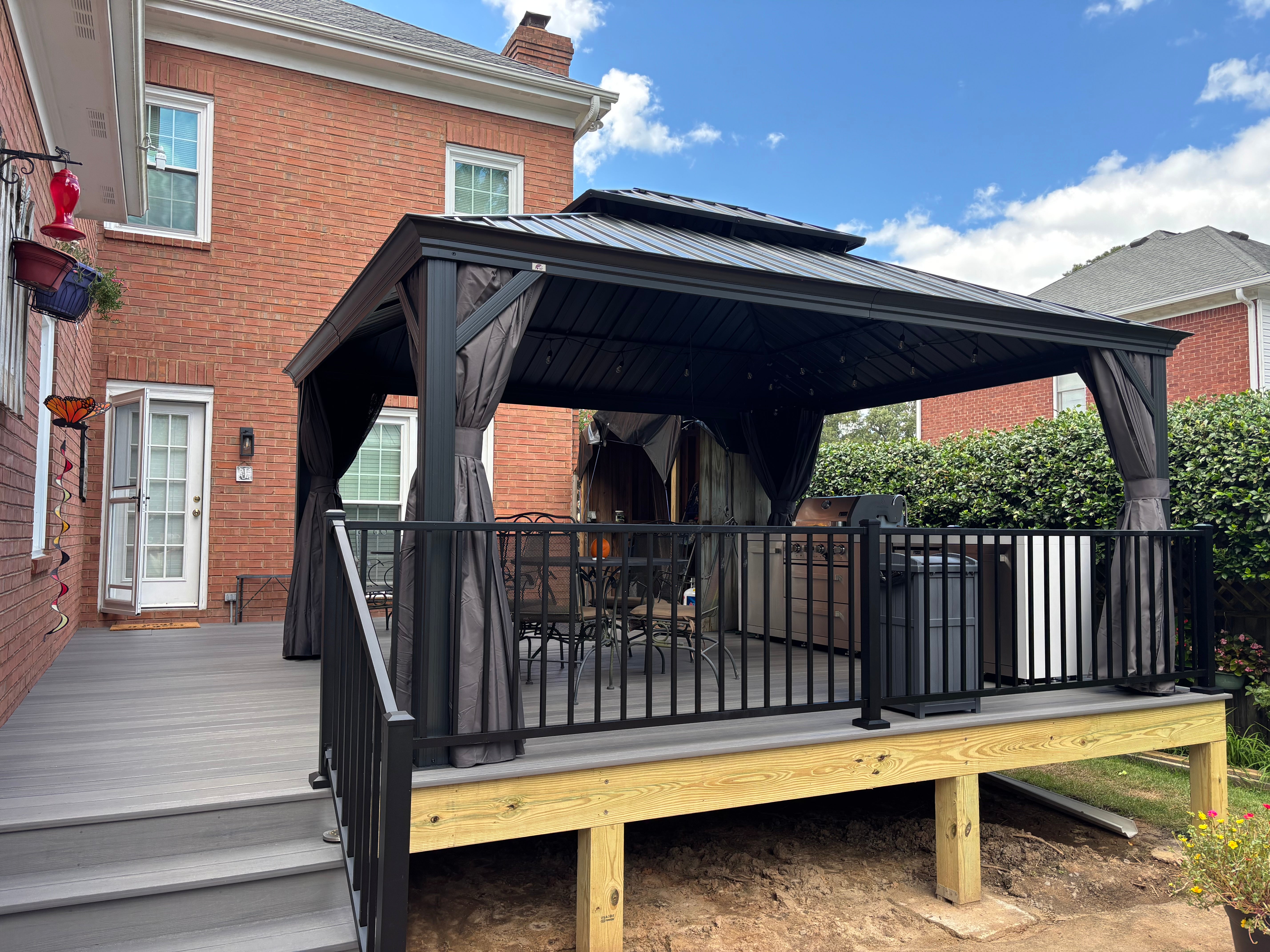 PURPLE LEAF Tonnelle De Jardin Exterieur Tonnelle Pergola Aluminum Avec Moustiquaire Et Rideaux Pavillon De Jardin à Double Toit Acier Galvanisé, Gris