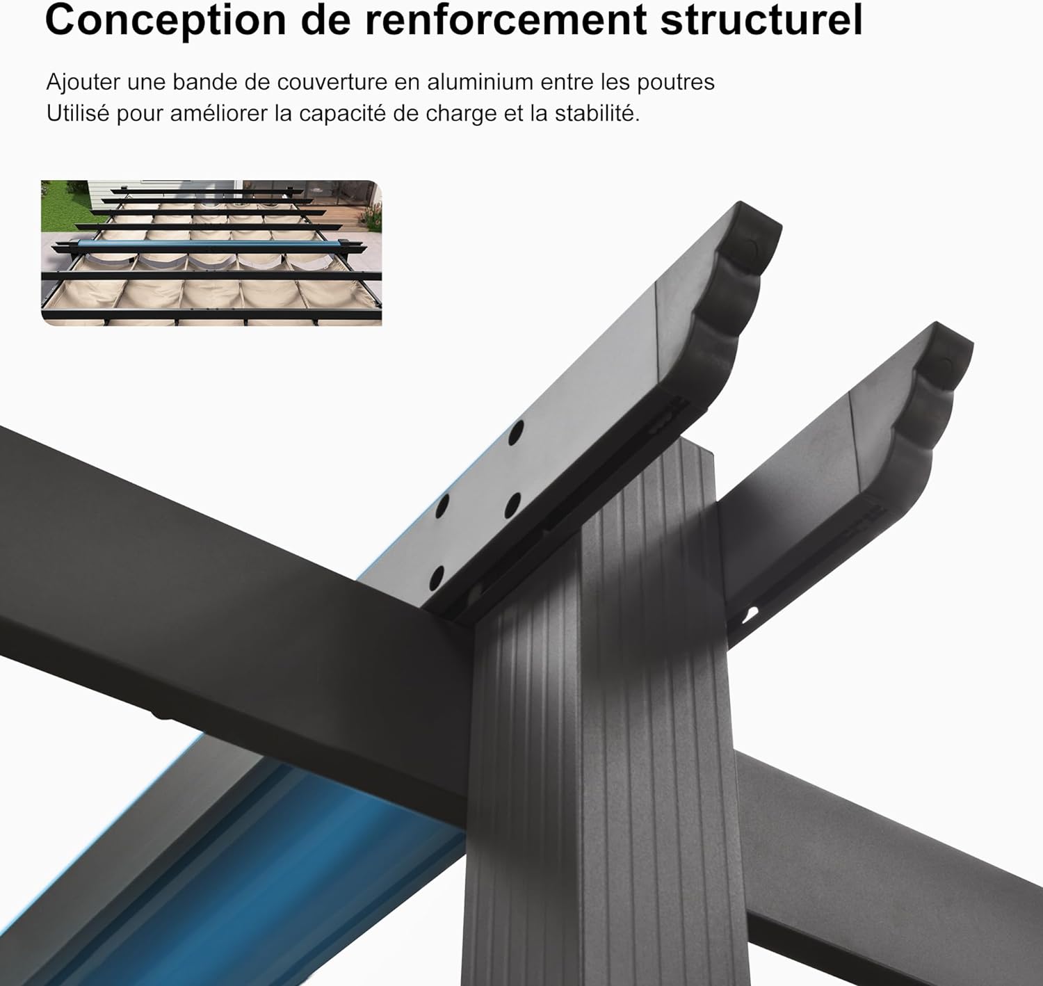 PURPLE LEAF Pergola Aluminium Tissu Teint en Fil Pergola pour Terrasse Exterieur, Toit Coulissante, Pavillon De Jardin