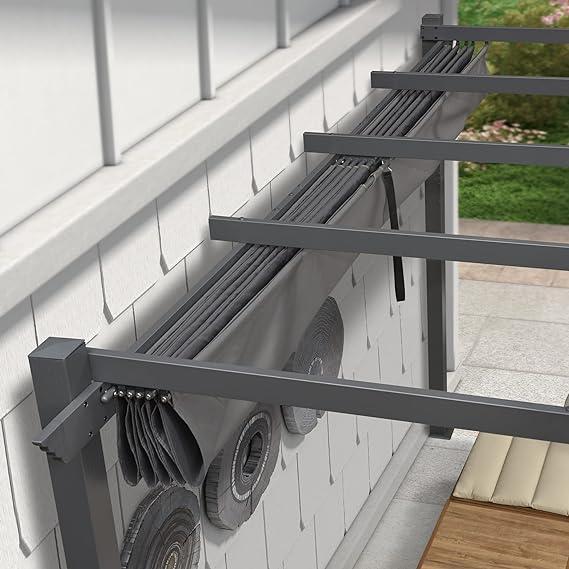 PURPLE LEAF Pergola Aluminium Tissu Teint en Fil Pergola pour Terrasse Exterieur, Toit Coulissante, Pavillon De Jardin