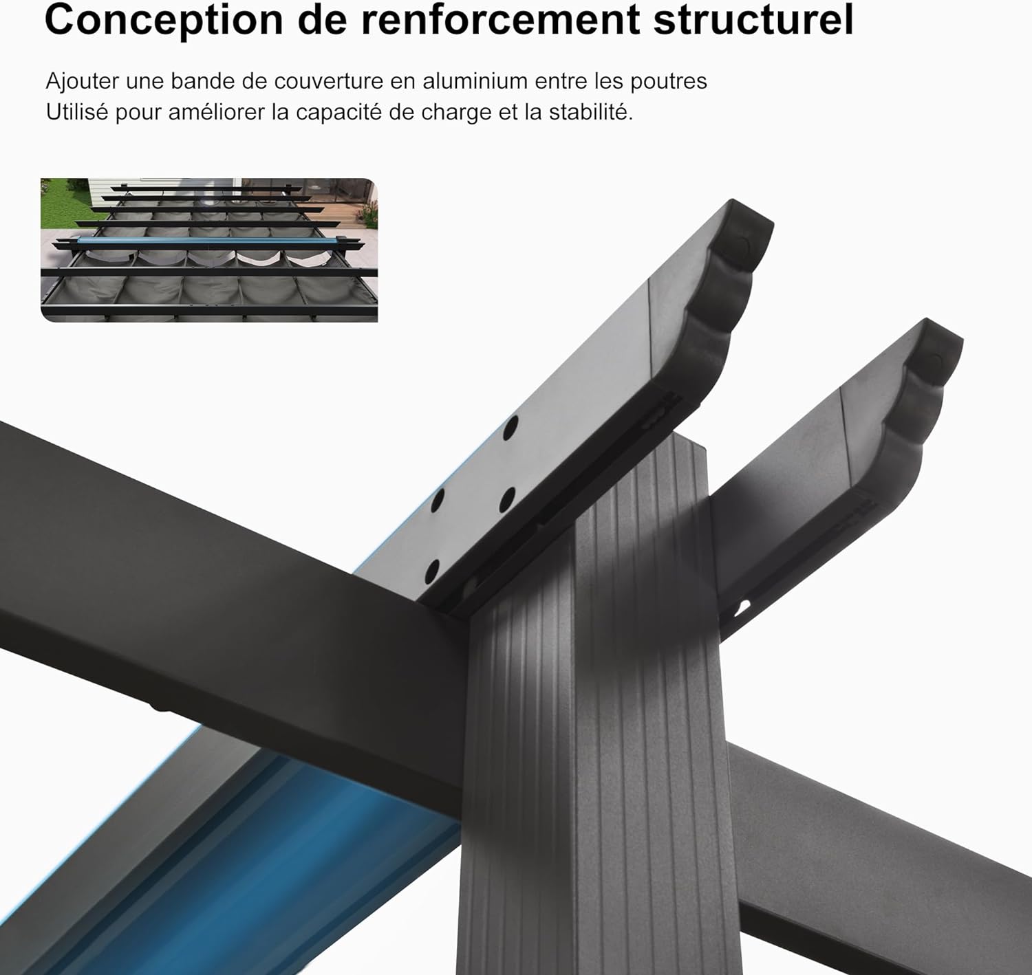 PURPLE LEAF Pergola Aluminium Tissu Teint en Fil Pergola pour Terrasse Exterieur, Toit Coulissante, Pavillon De Jardin