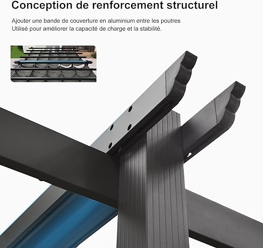 PURPLE LEAF Pergola Aluminium Tissu Teint en Fil Pergola pour Terrasse Exterieur, Toit Coulissante, Pavillon De Jardin