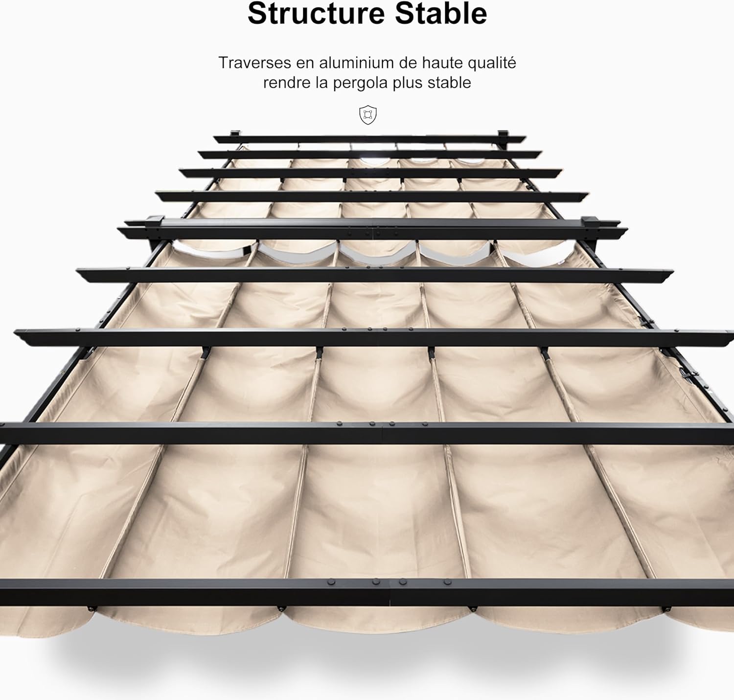 PURPLE LEAF Pergola Aluminium Tissu Teint en Fil Pergola pour Terrasse Exterieur, Toit Coulissante, Pavillon De Jardin