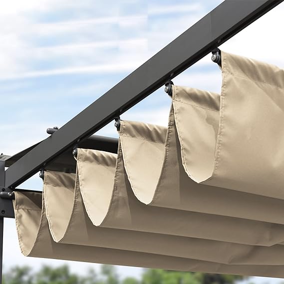 PURPLE LEAF Pergola Aluminium Tissu Teint en Fil Pergola pour Terrasse Exterieur, Toit Coulissante, Pavillon De Jardin