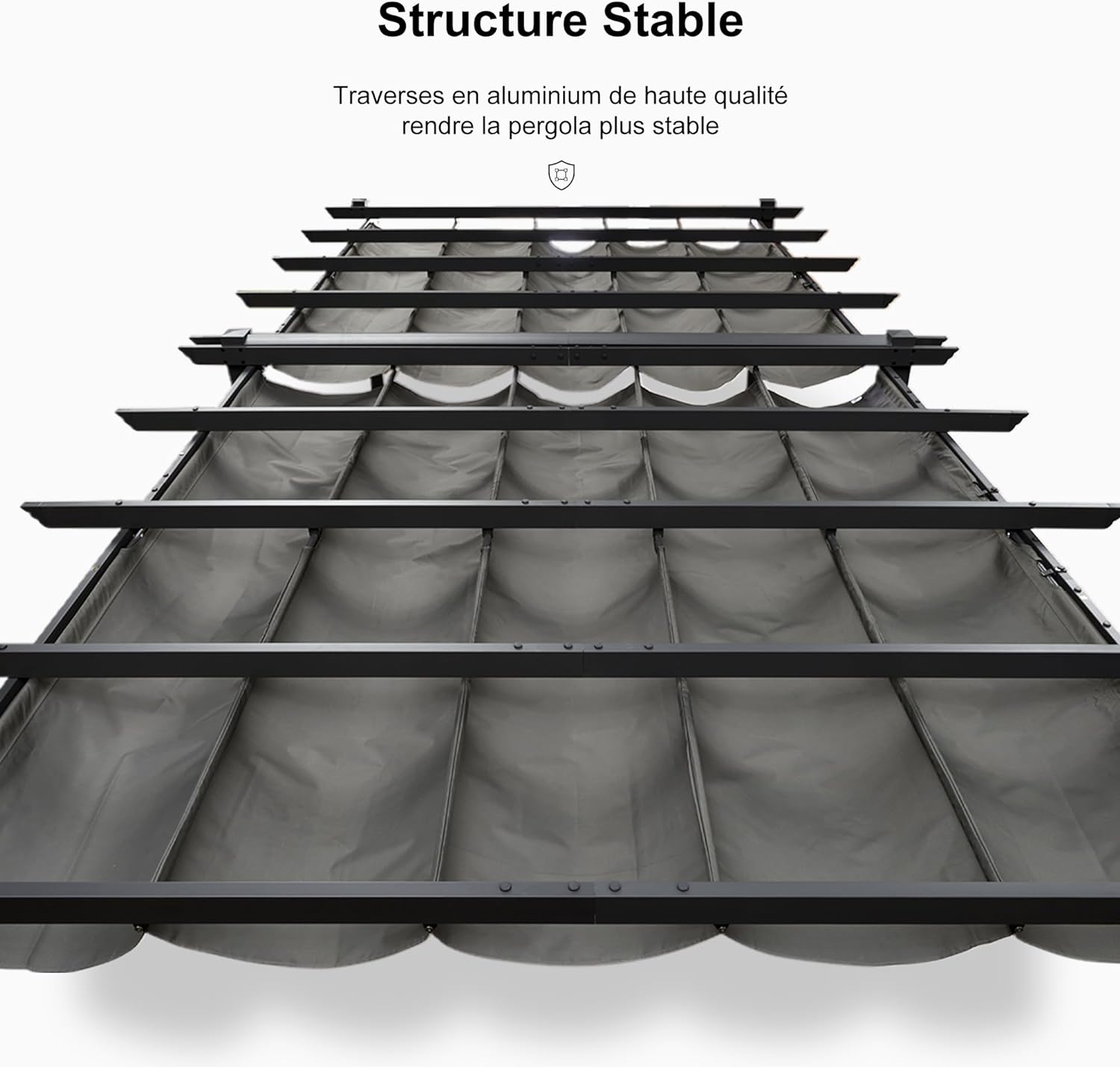 PURPLE LEAF Pergola Aluminium Tissu Teint en Fil Pergola pour Terrasse Exterieur, Toit Coulissante, Pavillon De Jardin