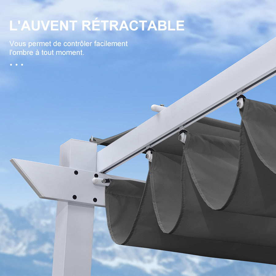 PURPLE LEAF Pergola rétractable d'extérieur avec double abri solaire Blanc Heavy-Duty Aluminium Pergola Patio Pergola moderne pour jardin deck arrière-cour
