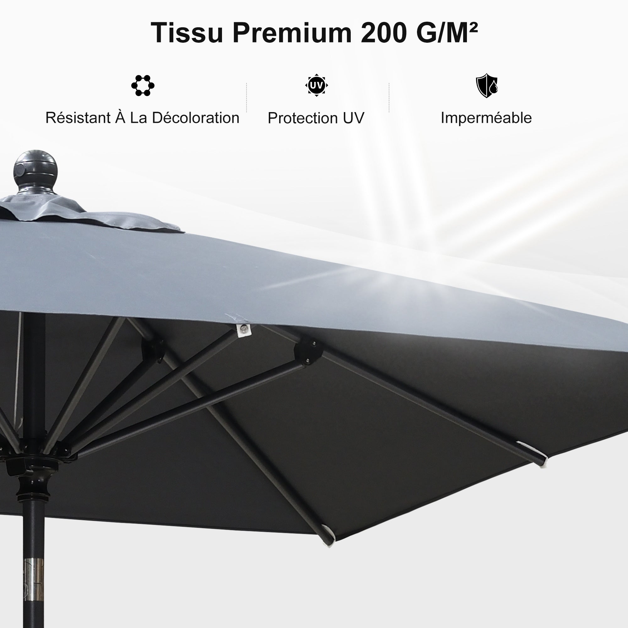 PURPLE LEAF Parasol inclinable en aluminium à mât droit, Carré, Rectangulaire et Rond, Avec Socle