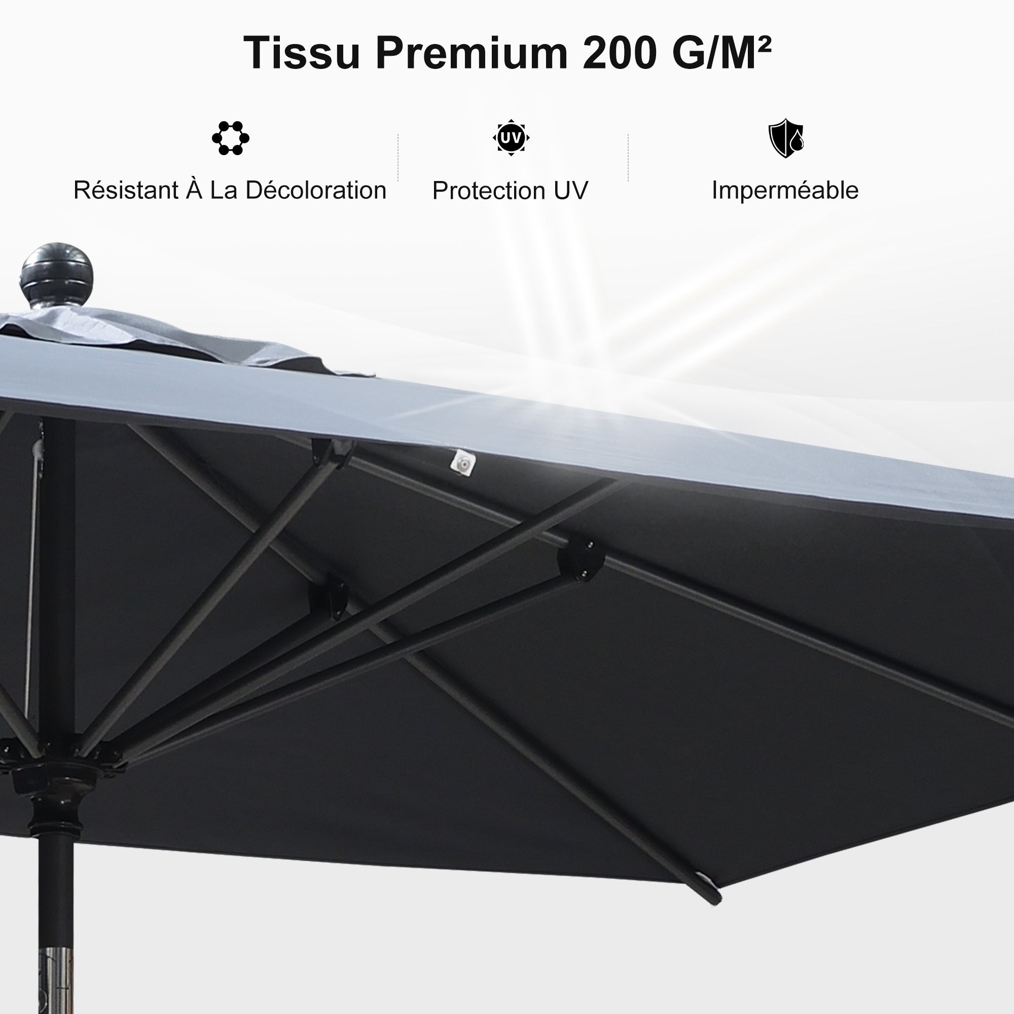 PURPLE LEAF Parasol inclinable en aluminium à mât droit, Carré, Rectangulaire et Rond, Avec Socle