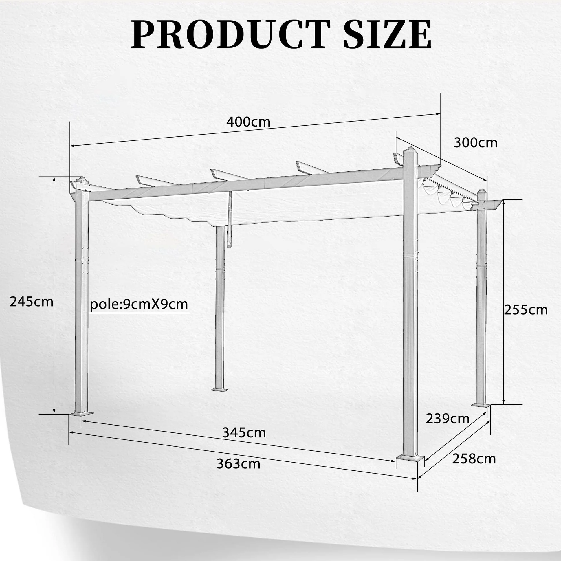 PURPLE LEAF Pergola Aluminium Tissu Teint en Fil Pergola pour Terrasse Exterieur, Toit Coulissante, Pavillon De Jardin