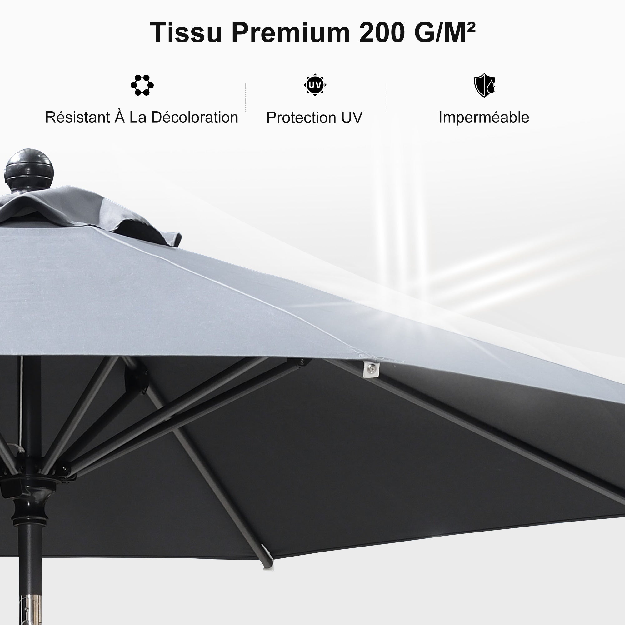 PURPLE LEAF Parasol inclinable en aluminium à mât droit, Carré, Rectangulaire et Rond