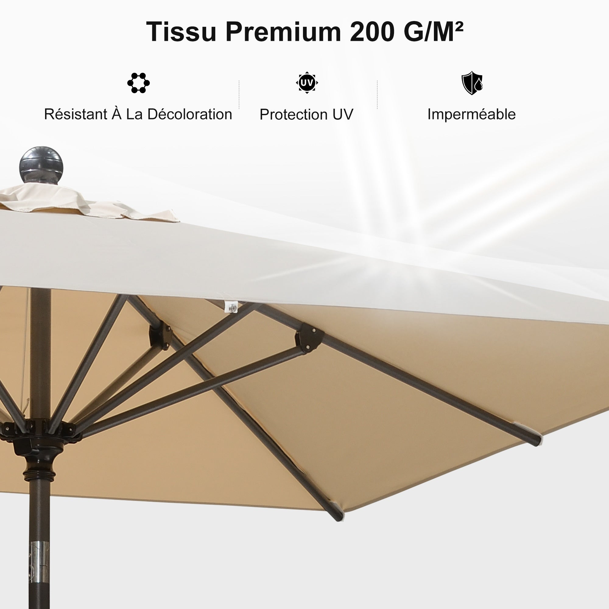 PURPLE LEAF Parasol inclinable en aluminium à mât droit, Carré, Rectangulaire et Rond