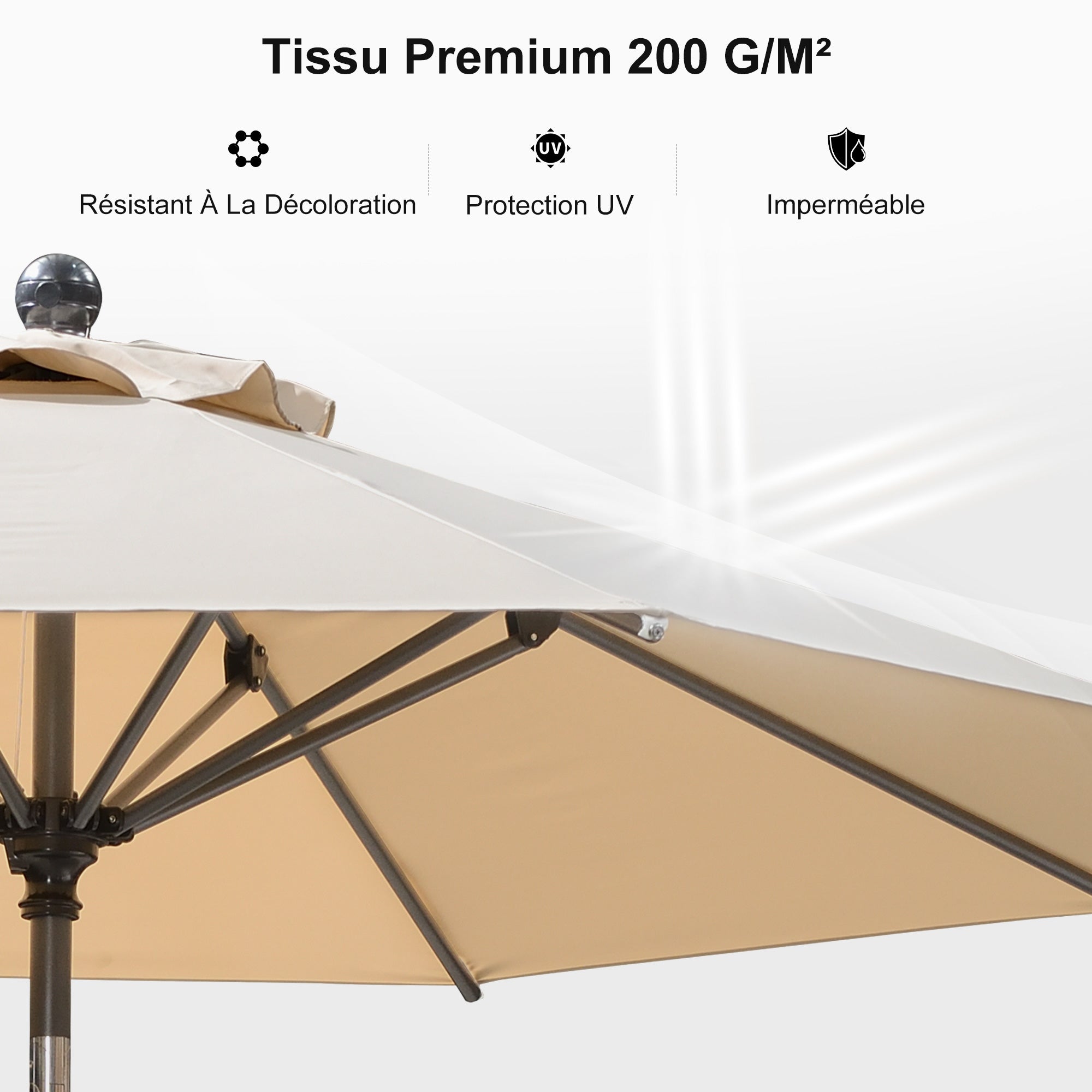 PURPLE LEAF Parasol inclinable en aluminium à mât droit, Carré, Rectangulaire et Rond