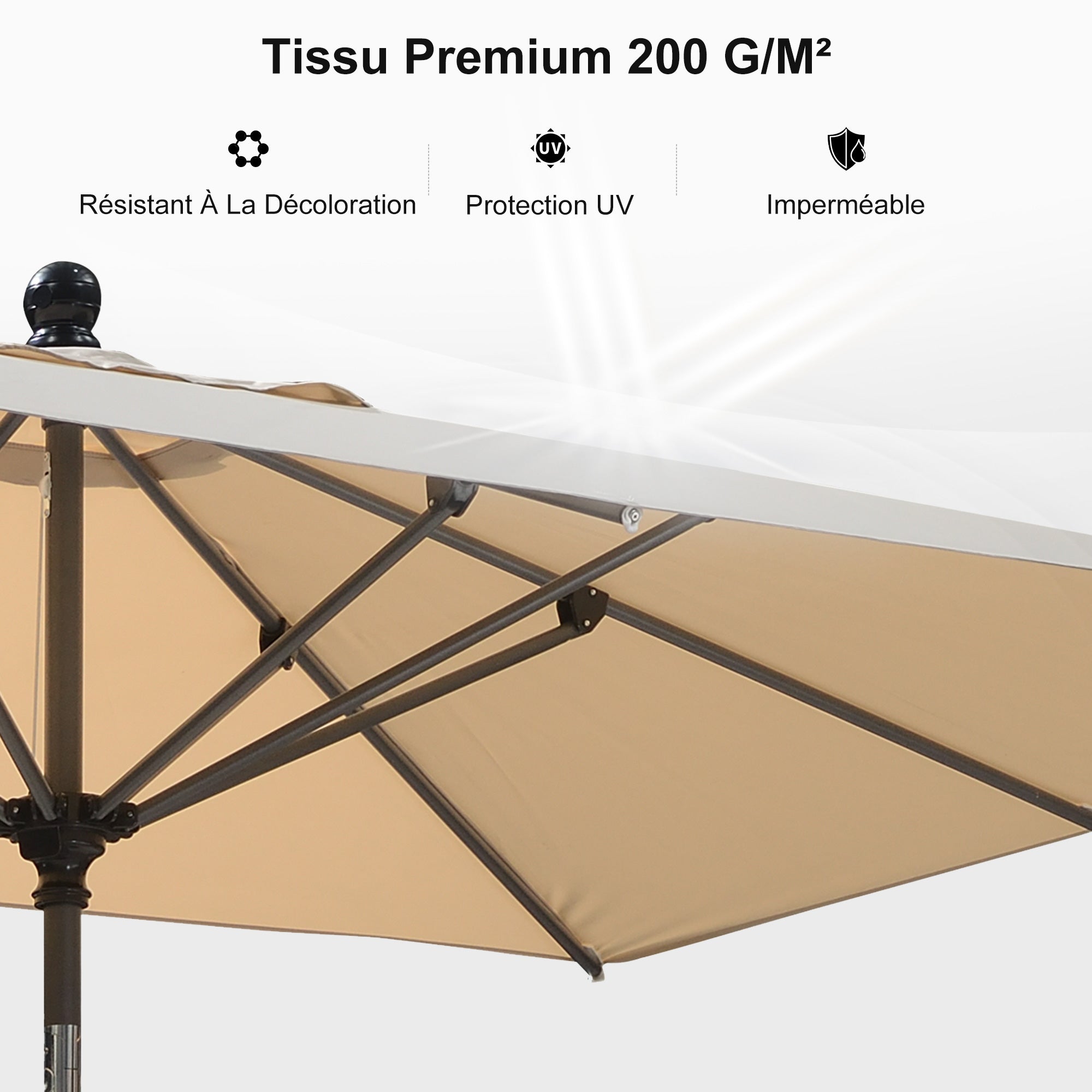 PURPLE LEAF Parasol inclinable en aluminium à mât droit, Carré, Rectangulaire et Rond