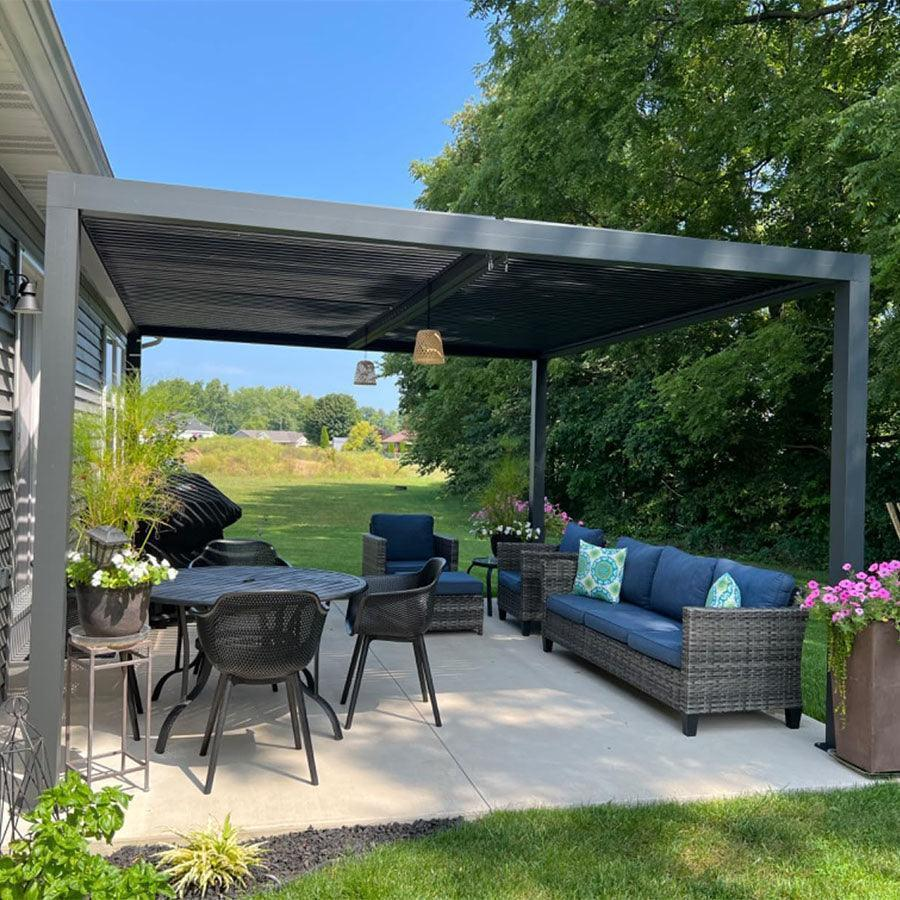 PURPLE LEAF Pergola Bioclimatique Pergola Aluminium Lames Orientables Tonnelle de Jardin Imperméable pour Terrasse Extérieur Carport, Anthracite