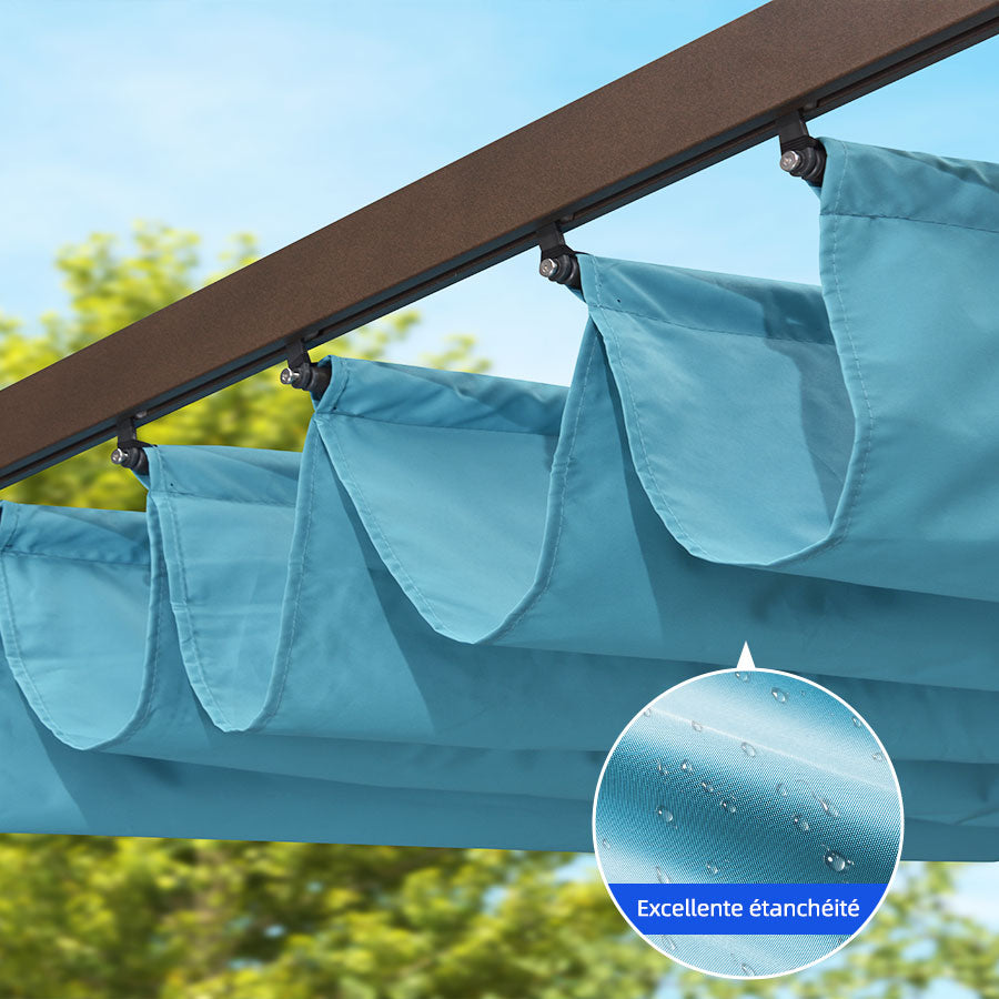 PURPLE LEAF Pergola Aluminium Tissu Teint en Fil Pergola pour Terrasse Exterieur, Toit Coulissante, Pavillon De Jardin