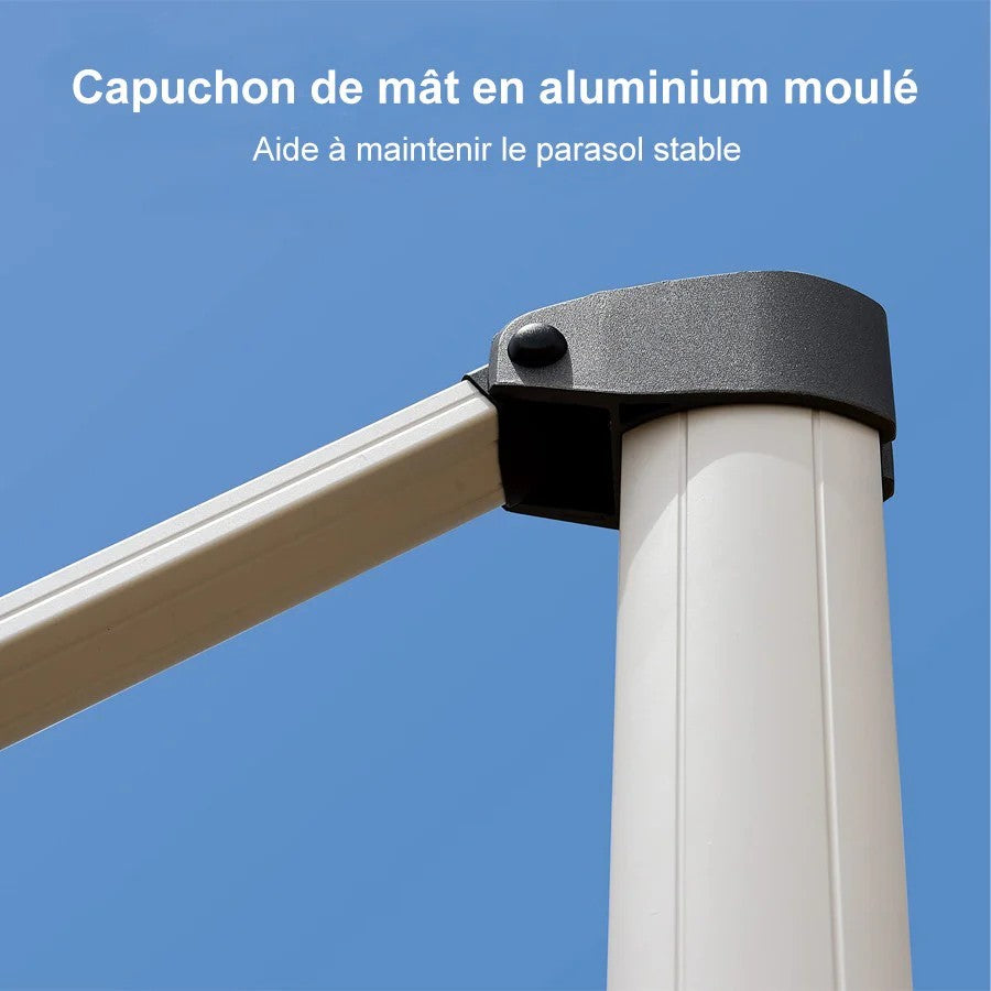 PURPLE LEAF Parasol Déporté avec LED Solaire de Jardin à Double Toit Carré avec socle