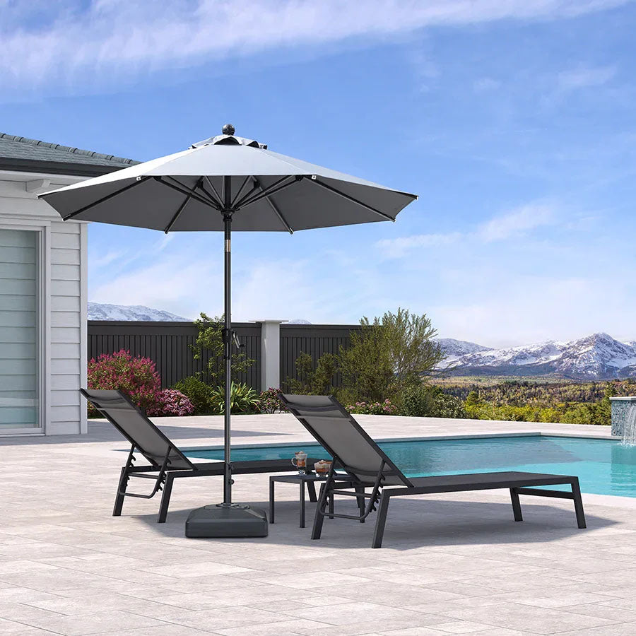 PURPLE LEAF Parasol inclinable en aluminium à mât droit, Carré, Rectangulaire et Rond