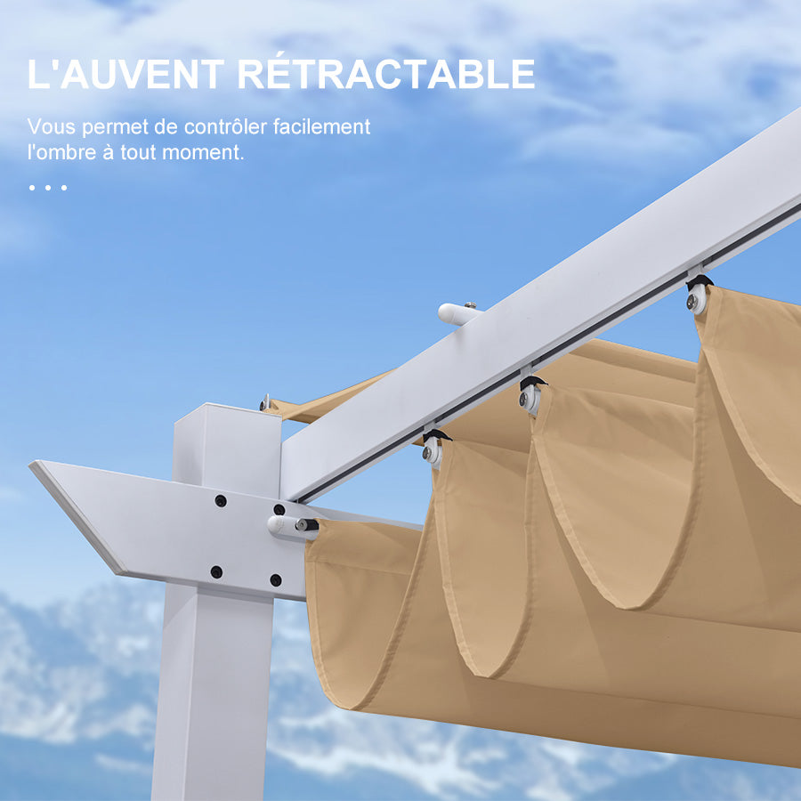 PURPLE LEAF Pergola rétractable d'extérieur avec double abri solaire Blanc Heavy-Duty Aluminium Pergola Patio Pergola moderne pour jardin deck arrière-cour