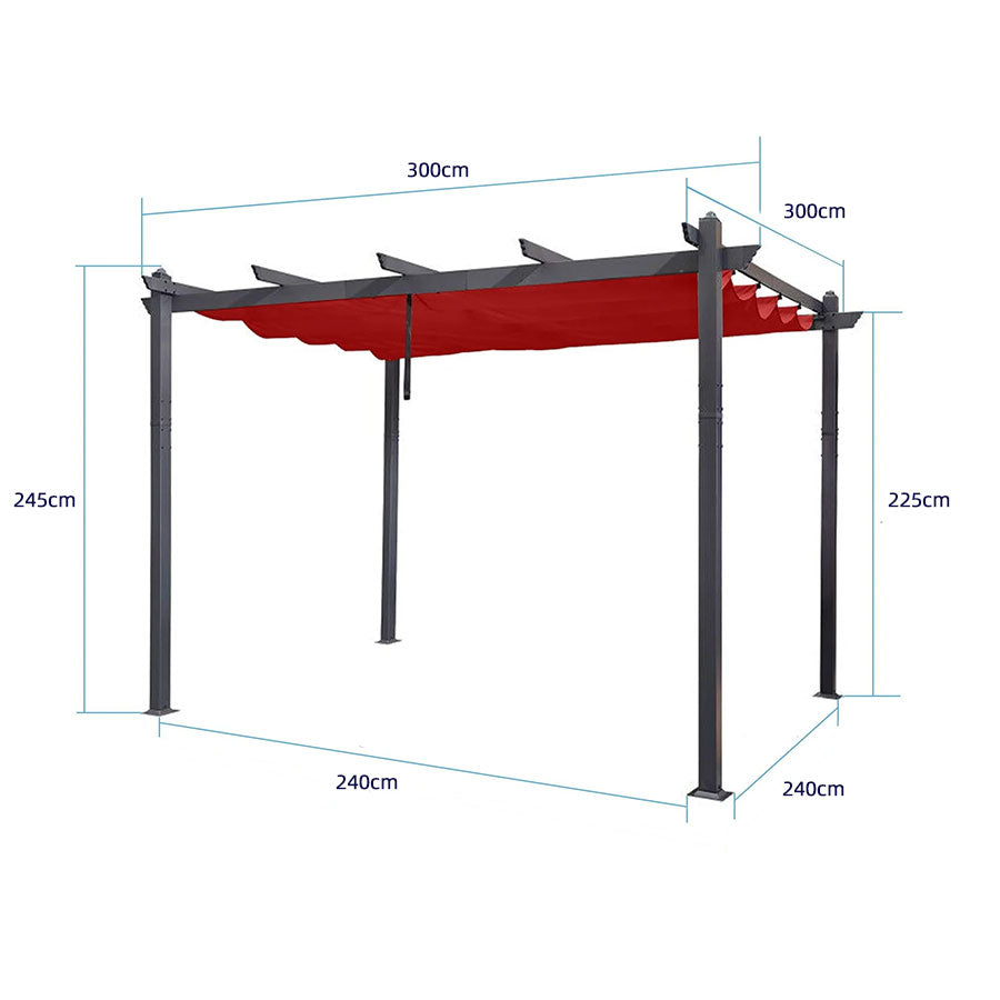 PURPLE LEAF Pergola Aluminium Tissu Teint en Fil Pergola pour Terrasse Exterieur, Toit Coulissante, Pavillon De Jardin