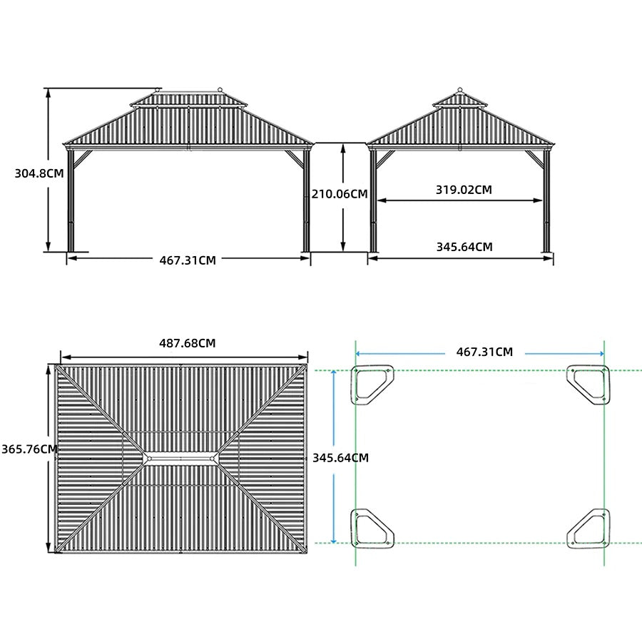 PURPLE LEAF Tonnelle De Jardin Tonnelle Pergola Aluminum Avec Moustiquaire Et Rideaux Pavillon De Jardin à Double Toit Acier Galvanisé, Bronze