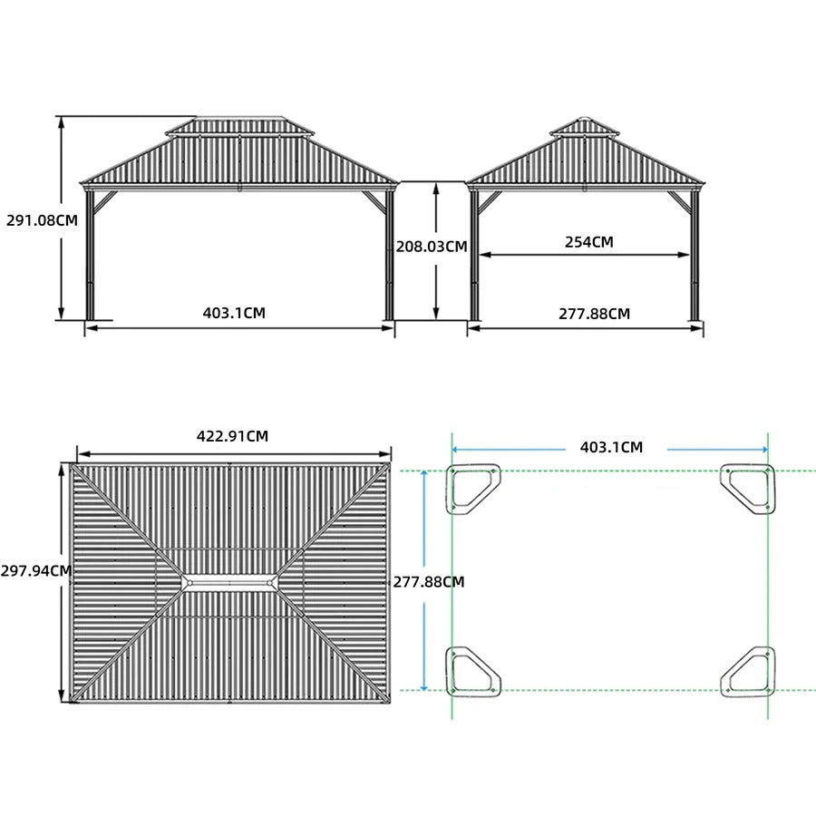 PURPLE LEAF Tonnelle De Jardin Tonnelle Pergola Aluminum Avec Moustiquaire Et Rideaux Pavillon De Jardin à Double Toit Acier Galvanisé, Bronze