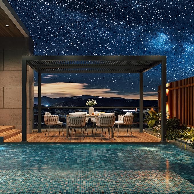 PURPLE LEAF Pergola Bioclimatique Pergola Aluminium Lames Orientables Tonnelle de Jardin Imperméable pour Terrasse Extérieur Carport, Gris