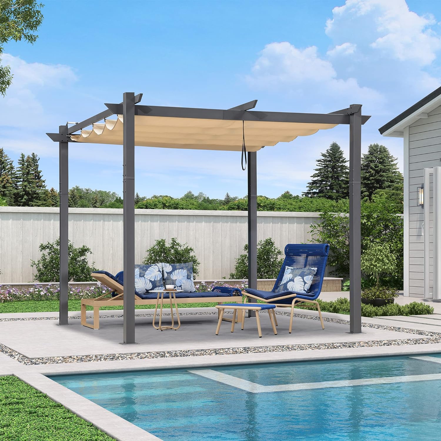 PURPLE LEAF Pergola rétractable extérieure avec abri de pergola en aluminium pour terrasse pare-soleil auvent pour terrasse d'arrière-cour