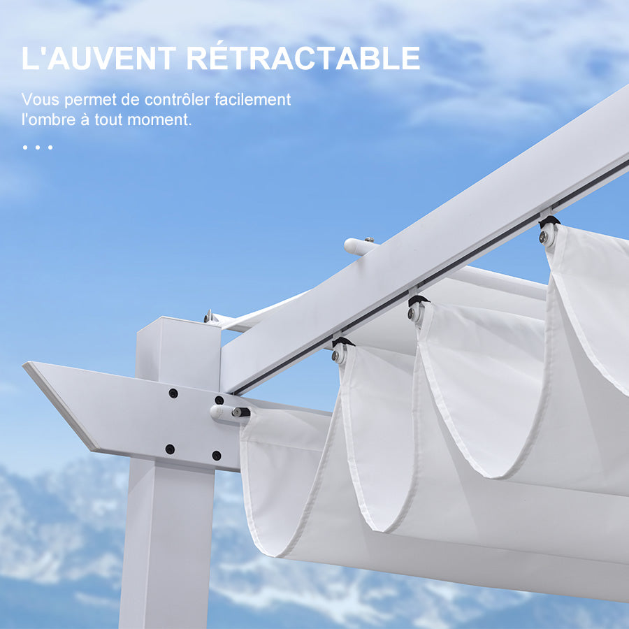 PURPLE LEAF Pergola rétractable d'extérieur avec double abri solaire Blanc Heavy-Duty Aluminium Pergola Patio Pergola moderne pour jardin deck arrière-cour