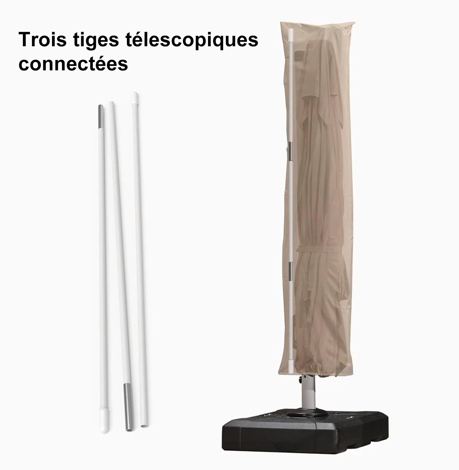 PURPLE LEAF Housse de parasol déporté avec fermeture éclair pour parasol extérieur et parasol de patio