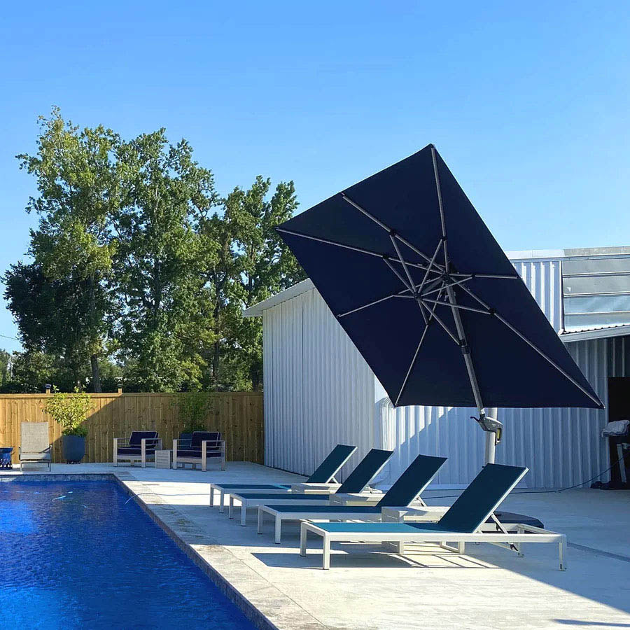 PURPLE LEAF Parasol Déporté Inclinable, Parasol De Jardin Exterieur Toit à Double Rotatif 360°,Parasol Terrasse Exterieur Luxueux