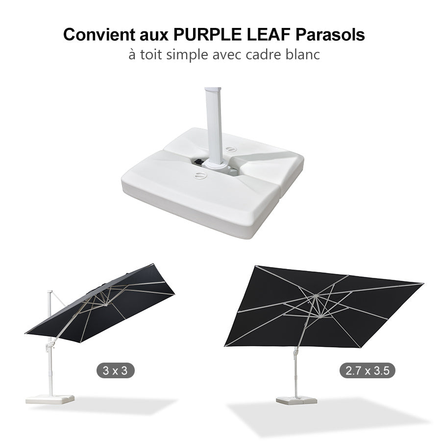 PURPLE LEAF Base de Parasol Économique avec Cadre Blanc ZY02XBBS-90
