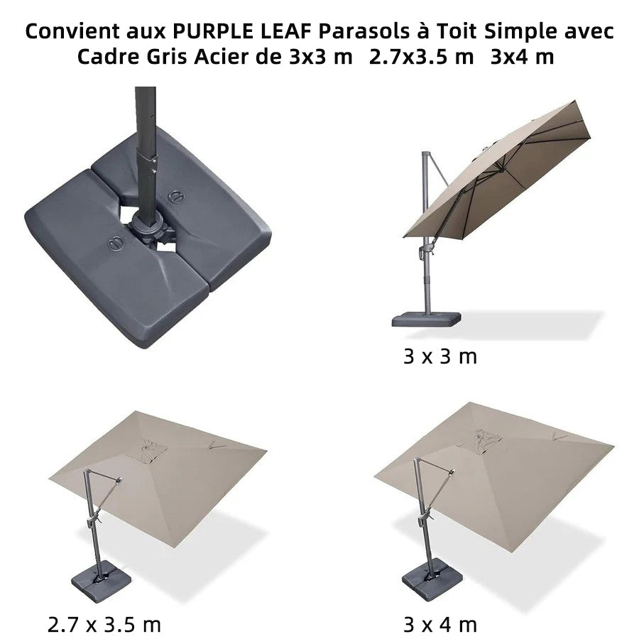 PURPLE LEAF Base de Parasol Économique avec Cadre Gris Acier ZY05ALFGYBS-100