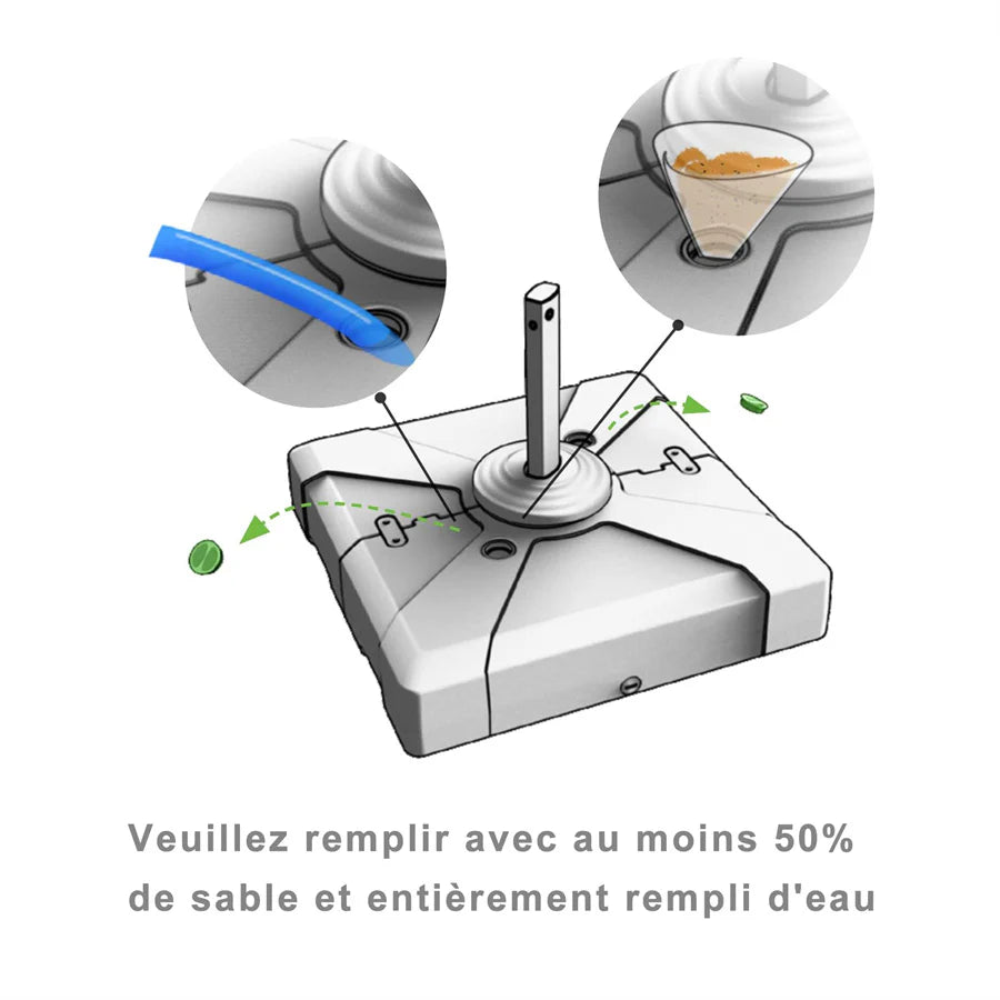 PURPLE LEAF Base de Parasol à Double Toit Remplie d'Aau et de Sable ZYBASE-1 et ZYBASE-1N