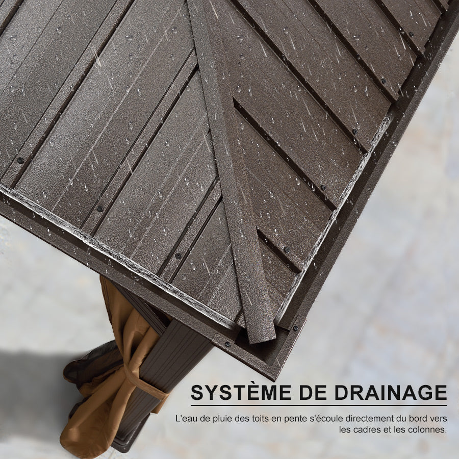 PURPLE LEAF Tonnelle De Jardin Tonnelle Pergola Aluminum Avec Moustiquaire Et Rideaux Pavillon De Jardin à Double Toit Acier Galvanisé, Bronze