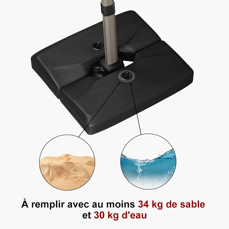 PURPLE LEAF Base de Parasol Économique avec Cadre Champagne ZY01HLRBASE-90