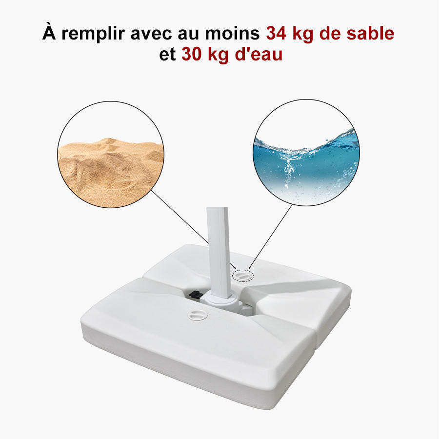 PURPLE LEAF Base de Parasol Économique avec Cadre Blanc ZY02XBBS-90