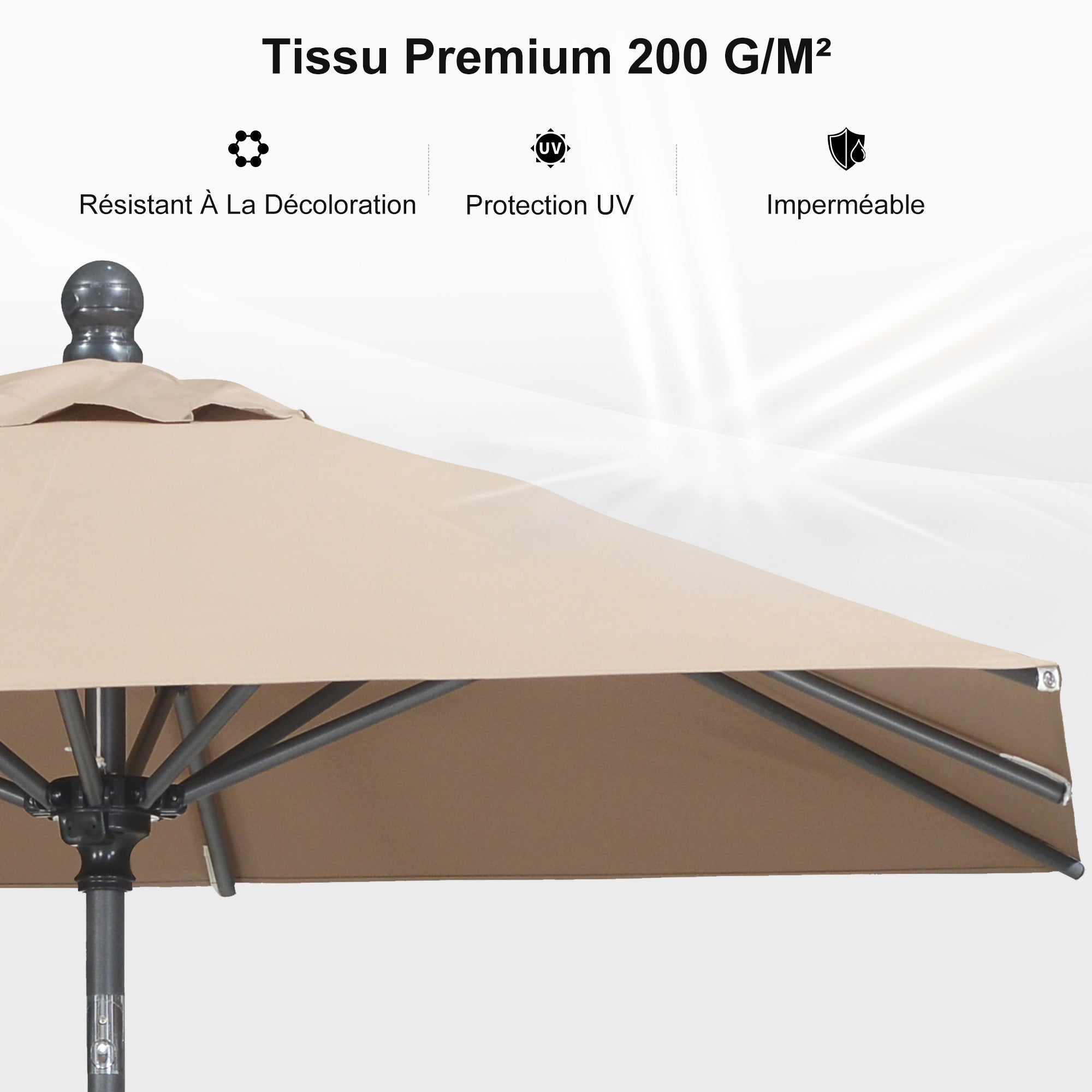 PURPLE LEAF Parasol inclinable en aluminium à mât droit, Carré, Rectangulaire et Rond