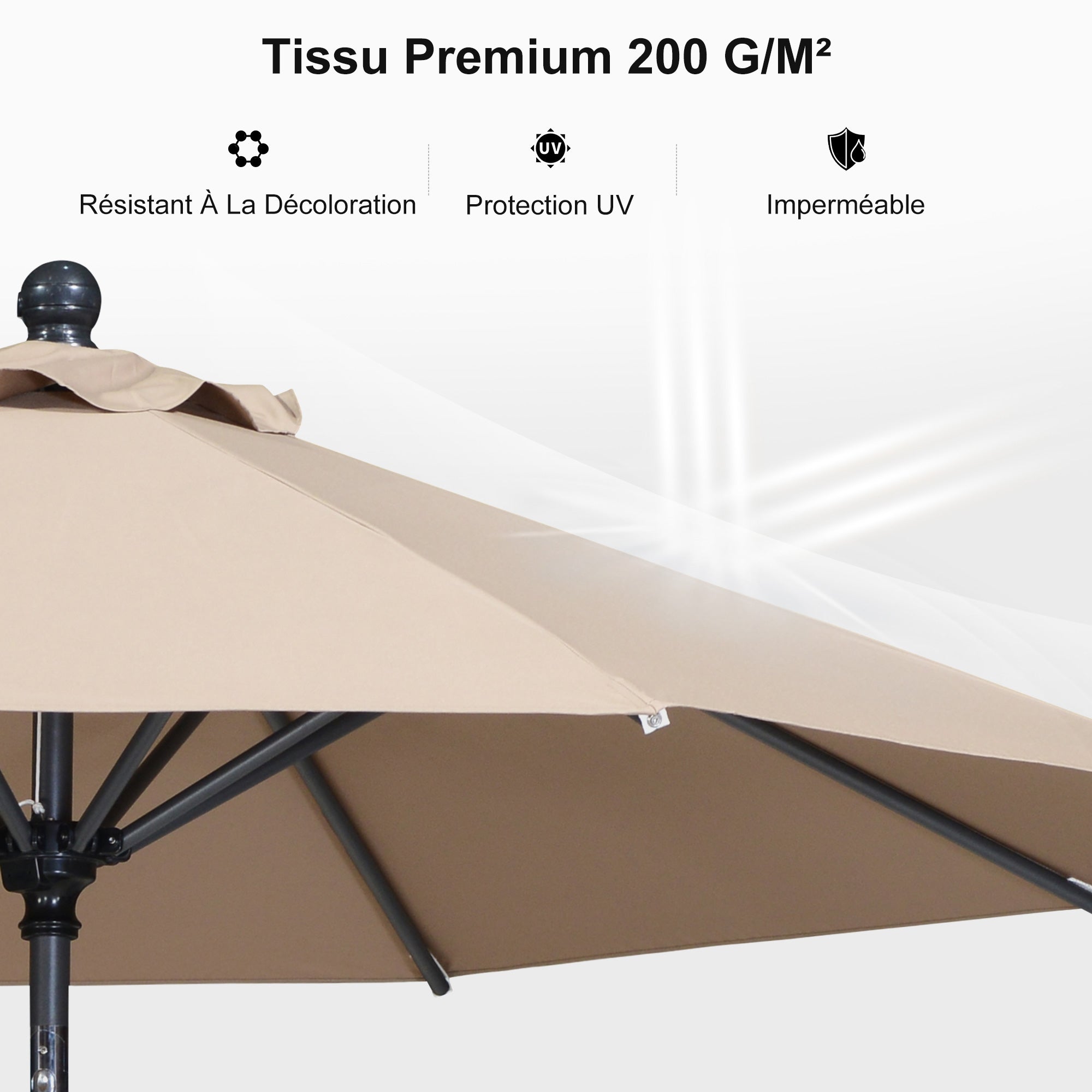 PURPLE LEAF Parasol inclinable en aluminium à mât droit, Carré, Rectangulaire et Rond