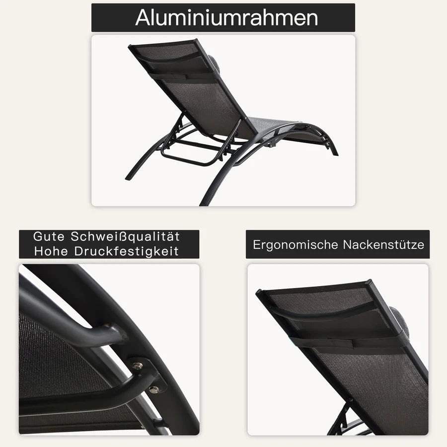 PURPLE LEAF Patio Chaise longue Ensemble de 3 Chaise longue d'extérieur Plage Piscine Bain de soleil Chaise longue inclinable, Table d'appoint incluse