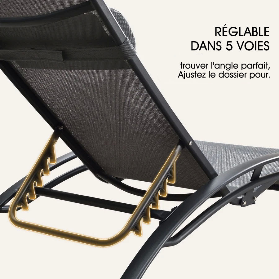 PURPLE LEAF Patio Chaise longue Ensemble de 3 Chaise longue d'extérieur Plage Piscine Bain de soleil Chaise longue inclinable, Table d'appoint incluse