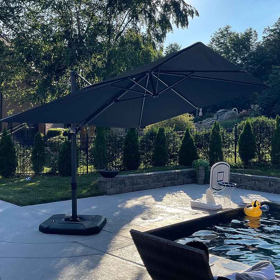 PURPLE LEAF Parasol De Jardin Exterieur Parasol Déporté Rotatif 360°, Parasol Excentré Inclinable, Parasol Suspendu Balcon