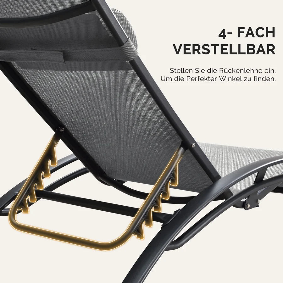 PURPLE LEAF Patio Chaise longue Ensemble de 3 Chaise longue d'extérieur Plage Piscine Bain de soleil Chaise longue inclinable, Table d'appoint incluse