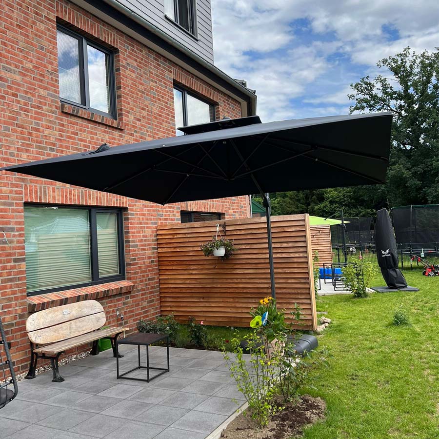 PURPLE LEAF Parasol Déporté avec Cadre Anthracite Inclinable à Rotation 360° avec Manivelle Parasol de Jardin Carré Rectangle