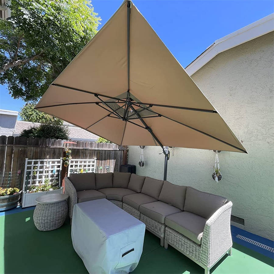 PURPLE LEAF Parasol Déporté avec Cadre Anthracite Inclinable à Rotation 360° avec Manivelle Parasol de Jardin Carré Rectangle
