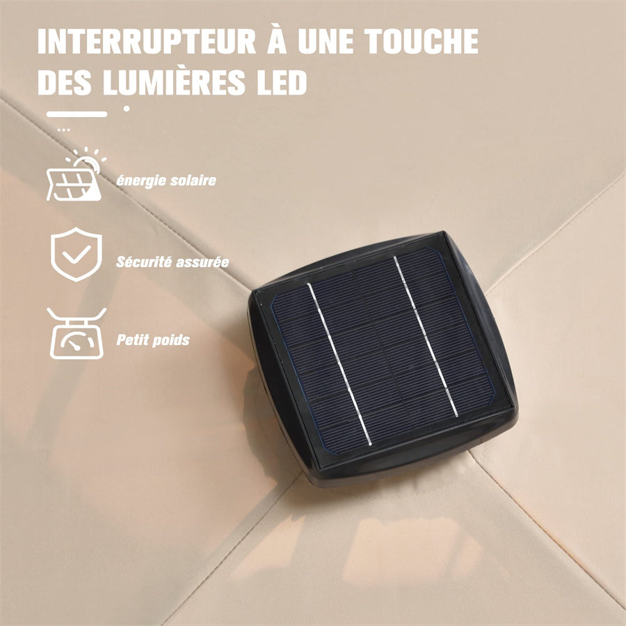 PURPLE LEAF Parasol De Jardin Extérieur avec LED Parasol Déporté Toit à Double Rotatif 360° Parasol Excentré Inclinable Parasol Terrasse Extérieur